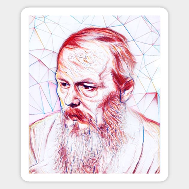 Fyodor Dostoevsky Portrait | Fyodor Dostoevsky Artwork | Line Art Sticker by JustLit